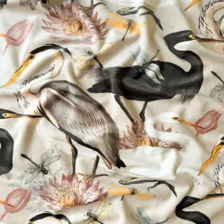 Dekorationstyg VELVET Heron bird camel