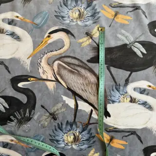 Dekorationstyg VELVET Heron bird steel grey