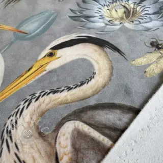 Dekorationstyg VELVET Heron bird steel grey