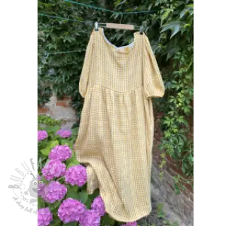Dubbelgasväv/muslin Double sided CHECKS MINI ochre