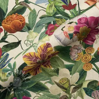 Dekorationstyg Linenlook Flashy Floral Party digital print