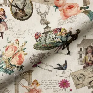 Dekorationstyg premium Linenlook Poetry Romantic Scene digital print