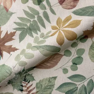 Dekorationstyg Linenlook Coloured Leaf Mix digital print