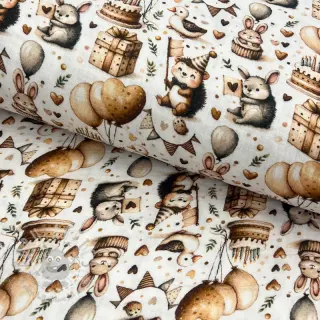 Dubbelgasväv/muslin Cuties design D digital print