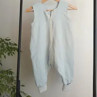 Dvojitá gázovina/mušelín baby blue ORGANIC