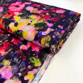 Viskos LUREX Abstract navy digital print