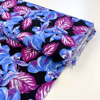 Viskos RADIANCE Anabella leaves black digital print
