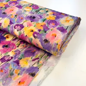 Viskos SATIN Lavender flowers digital print