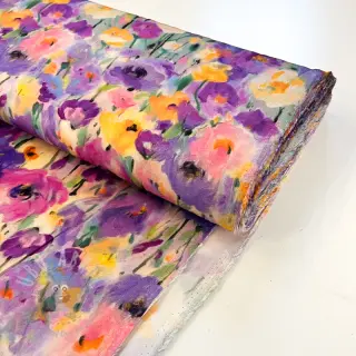 Viskos SATIN Lavender flowers digital print