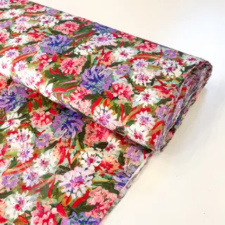 Viskos SATIN Old fashion flowers digital print