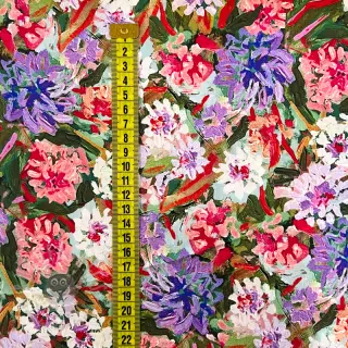 Viskos SATIN Old fashion flowers digital print