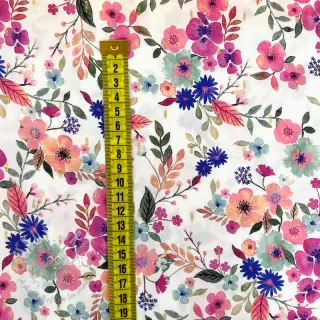Viskos LUREX Tossed flowers white digital print