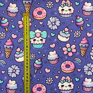 Úplet Sweet food lavender digital print