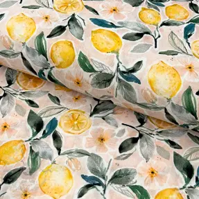 Dubbelgasväv/muslin Fresh lemons digital print