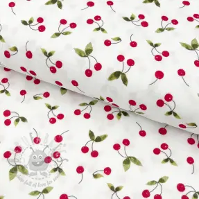 Dubbelgasväv/muslin Cherries white digital print