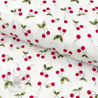 Dubbelgasväv/muslin Cherries white digital print