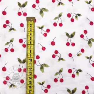 Dubbelgasväv/muslin Cherries white digital print