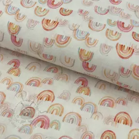 Dubbelgasväv/muslin Magic rainbows digital print