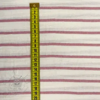 Dubbelgasväv/muslin YARN DYED Thin strip mauve