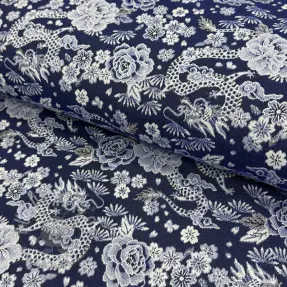 Dekorationstyg jacquard Draco indigo