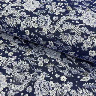 Dekorationstyg jacquard Draco indigo