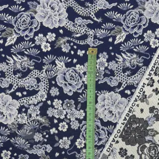 Dekorationstyg jacquard Draco indigo