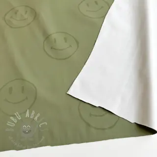 Tyg till regnkappa Happy faces army green