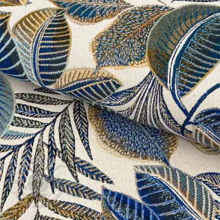 Dekorationstyg jacquard Cacao allover bleu