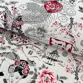 Dekorationstyg jacquard Akita blanc