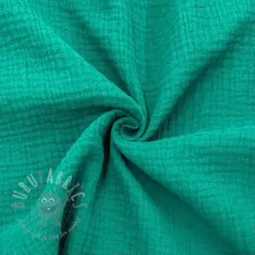 Dubbelgasväv/muslin dark teal ORGANIC