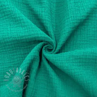Dubbelgasväv/muslin dark teal ORGANIC
