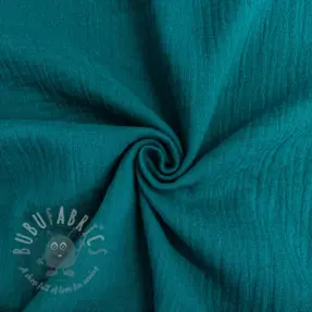 Dubbelgasväv/muslin petrol ORGANIC