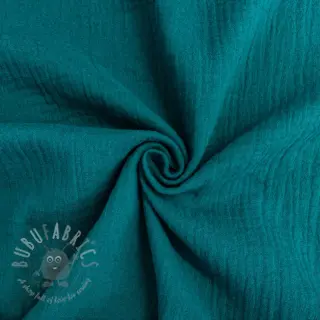 Dubbelgasväv/muslin petrol ORGANIC