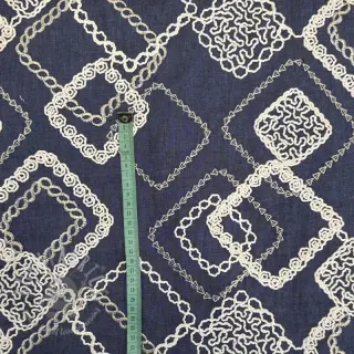 Bomullstyg JEANS EMBROIDERY Square dark blue