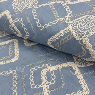 Bomullstyg JEANS EMBROIDERY Square light blue