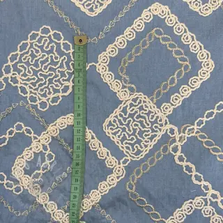 Bomullstyg JEANS EMBROIDERY Square light blue
