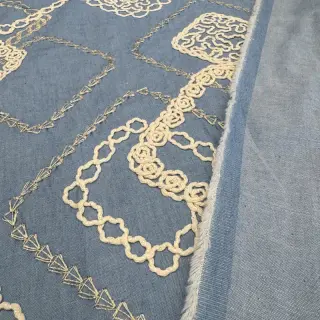 Bavlnená látka JEANS EMBROIDERY Square light blue