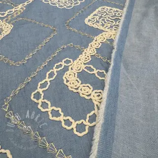 Bomullstyg JEANS EMBROIDERY Square light blue