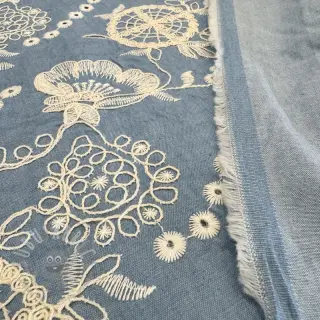 Bomullstyg JEANS Embroidery Buttercup