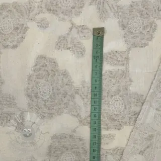 Bomullstyg med lin JACQUARD Peony flowers
