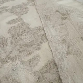 Bomullstyg med lin JACQUARD Peony flowers