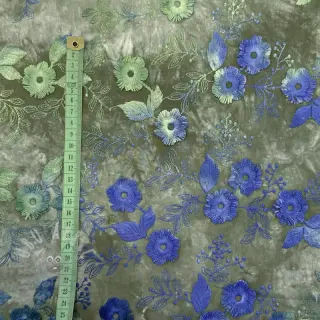 Bomullstyg TIE DYE EMBROIDERY Poppy design B