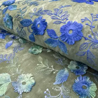 Bomullstyg TIE DYE EMBROIDERY Poppy design B