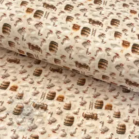Dubbelgasväv/muslin Little farm animals design C digital print