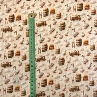 Dubbelgasväv/muslin Little farm animals design C digital print