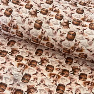 Dubbelgasväv/muslin Little farm animals design D digital print