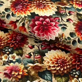 Viskos med lin Rosalie design Och digital print