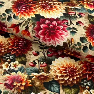 Viskos med lin Rosalie design A digital print