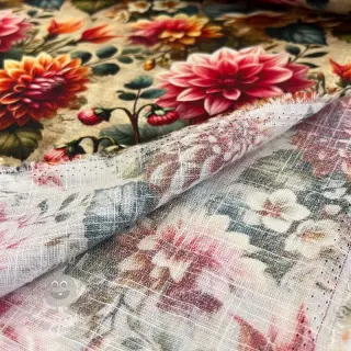 Viskos med lin Rosalie design Och digital print