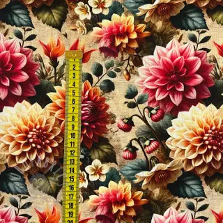 Viskos med lin Rosalie design Och digital print
